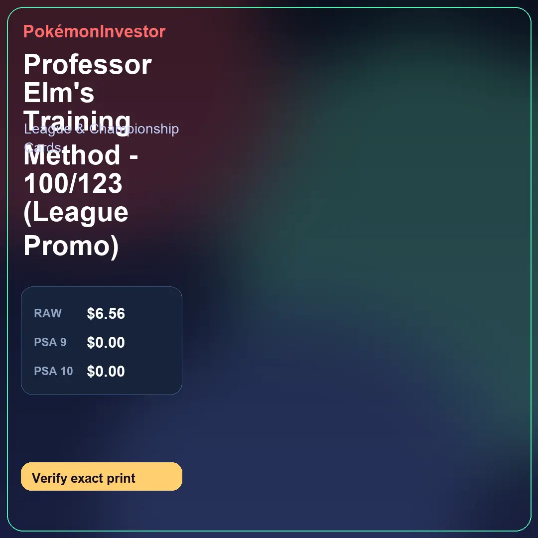 Card research image for Professor Elm's Training Method - 100/123 (League Promo)
