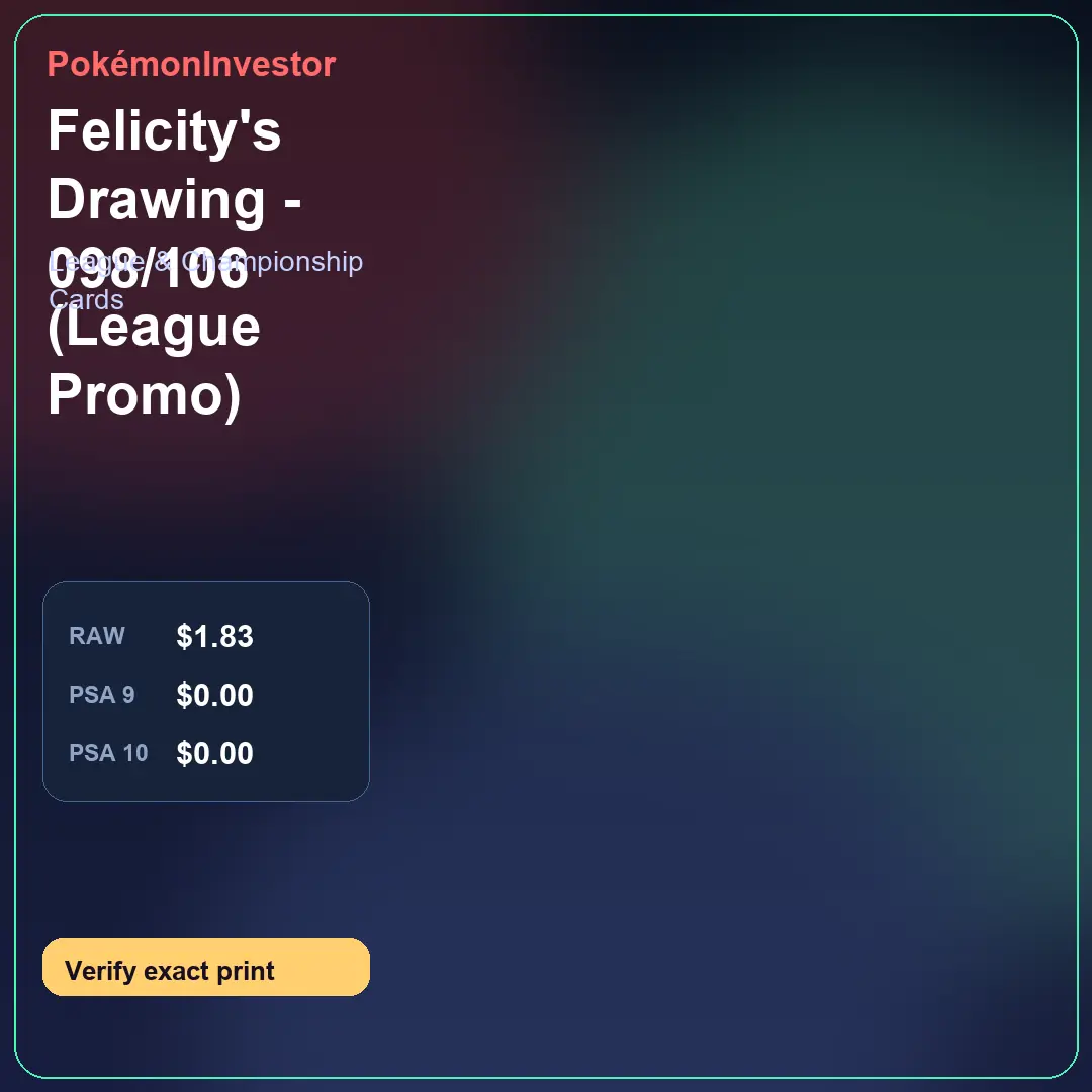Card research image for Felicity's Drawing - 098/106 (League Promo)