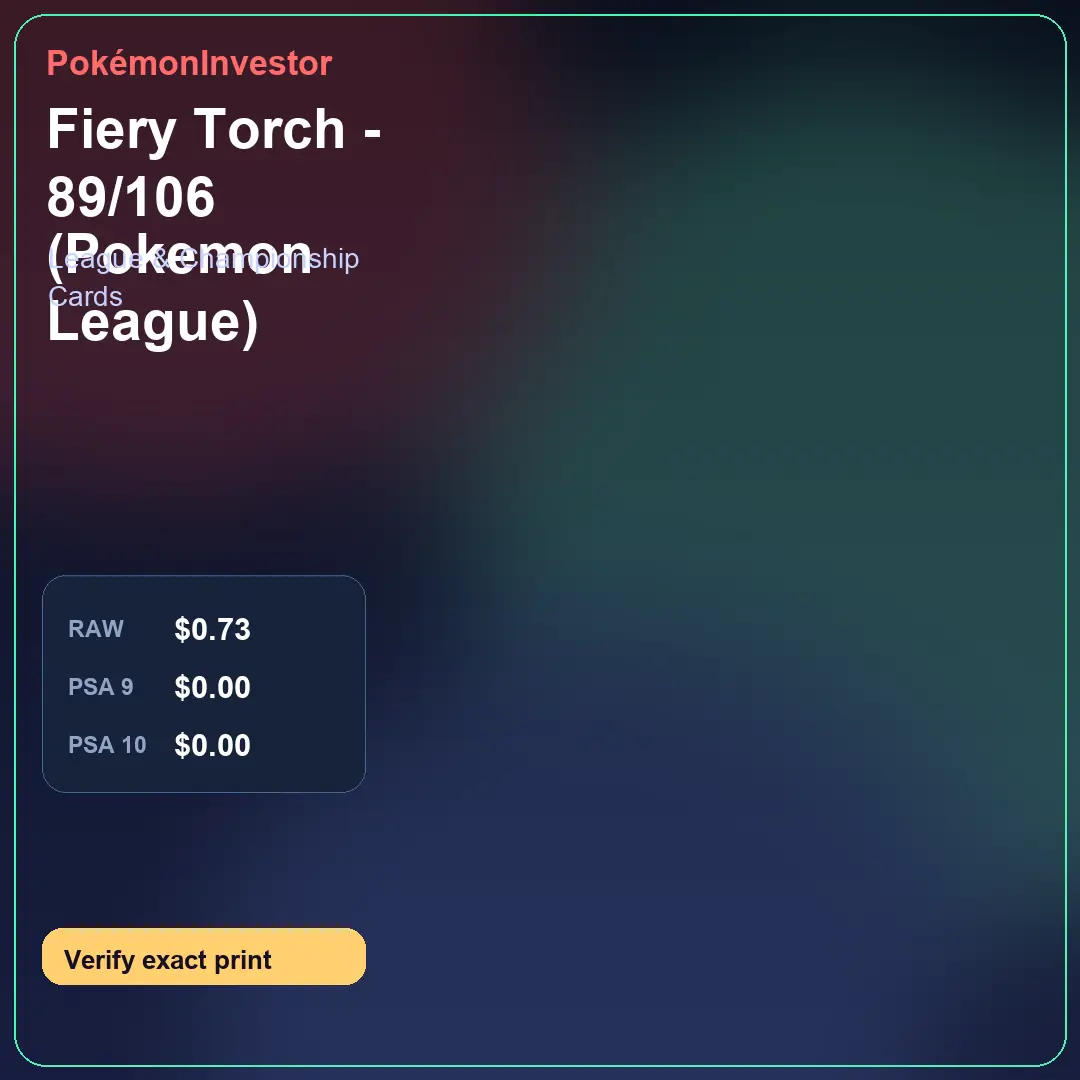 Card research image for Fiery Torch - 89/106 (Pokemon League)