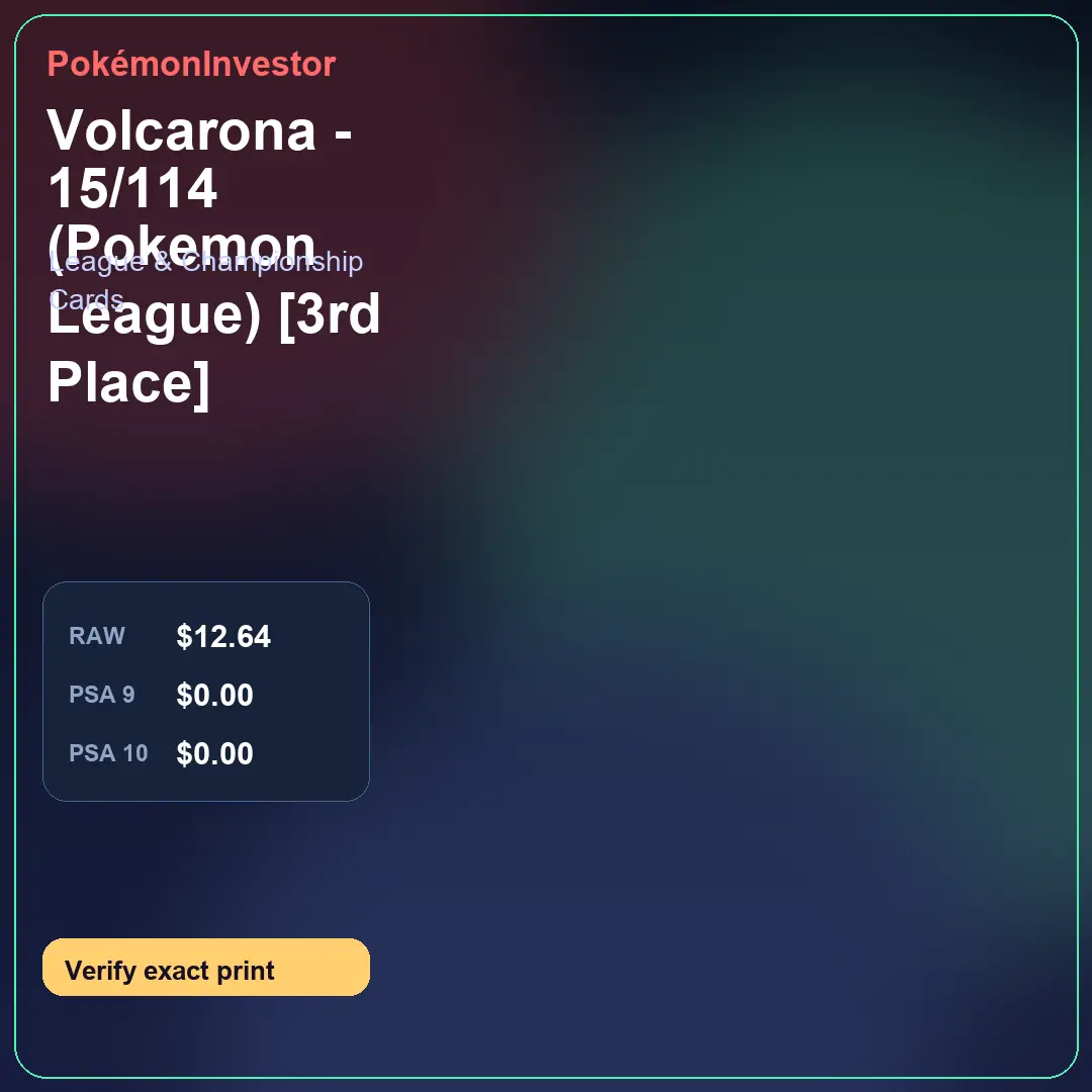 Card research image for Volcarona - 15/114 (Pokemon League) [3rd Place]