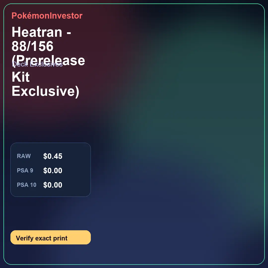 Card research image for Heatran - 88/156 (Prerelease Kit Exclusive)