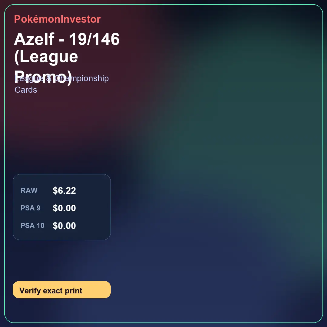 Card research image for Azelf - 19/146 (League Promo)