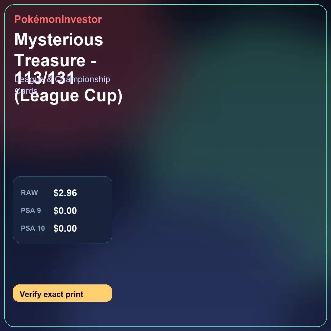 Card research image for Mysterious Treasure - 113/131 (League Cup)