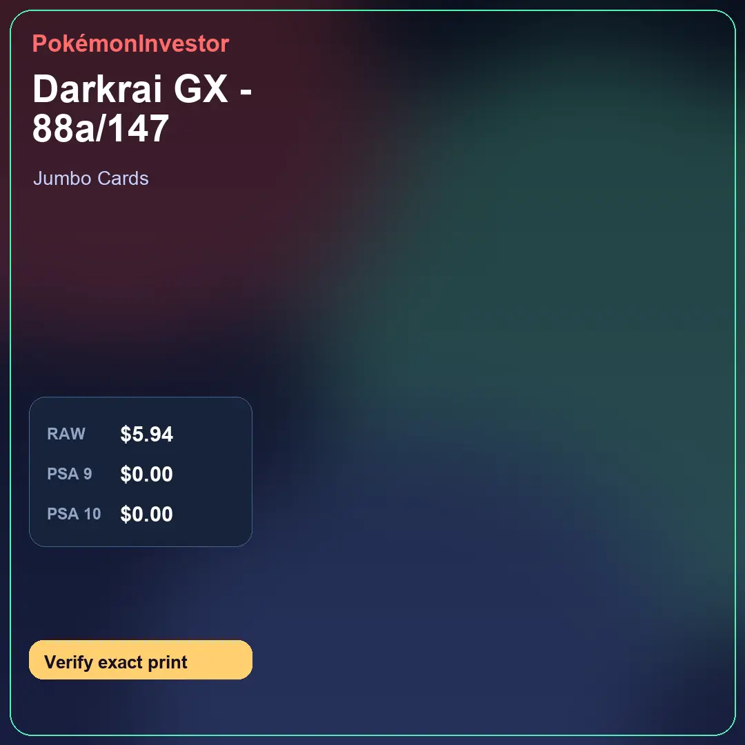 Card research image for Darkrai GX - 88a/147