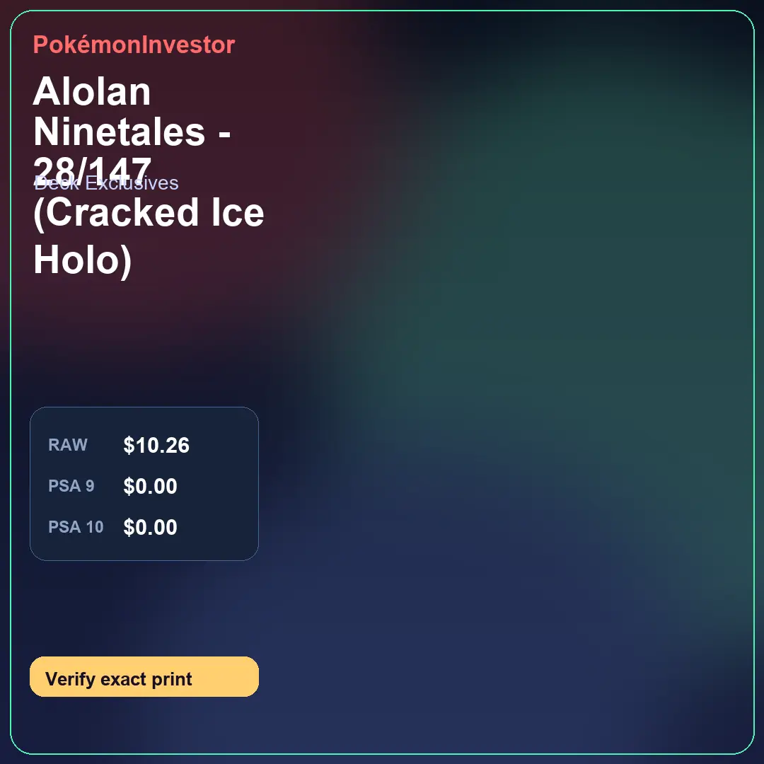 Card research image for Alolan Ninetales - 28/147 (Cracked Ice Holo)