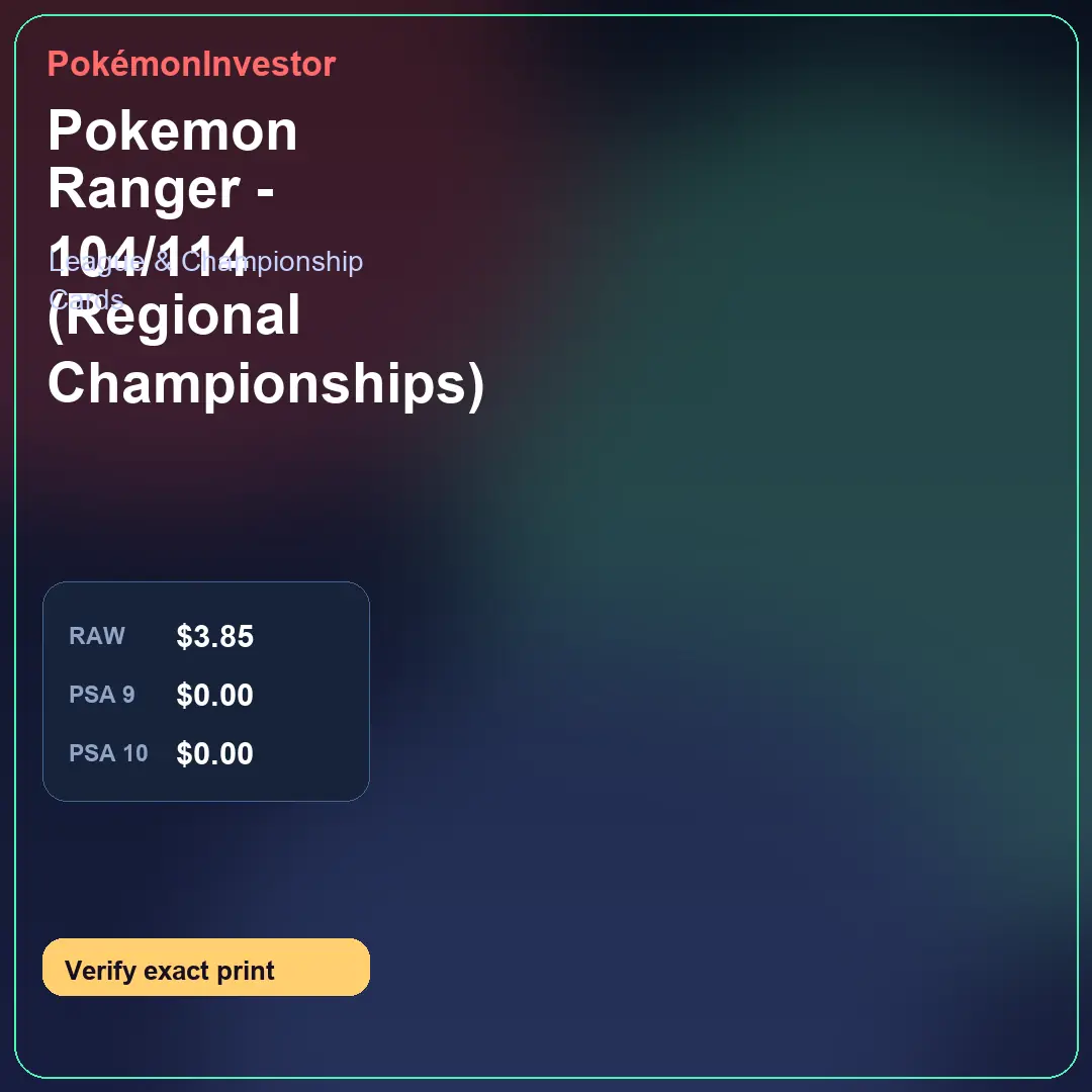 Card research image for Pokemon Ranger - 104/114 (Regional Championships)