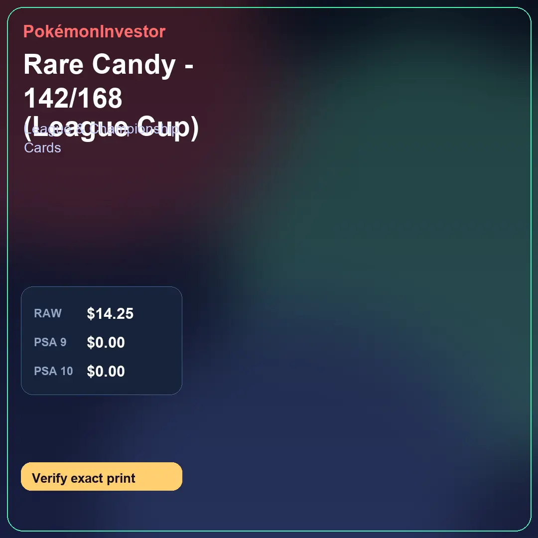 Card research image for Rare Candy - 142/168 (League Cup)