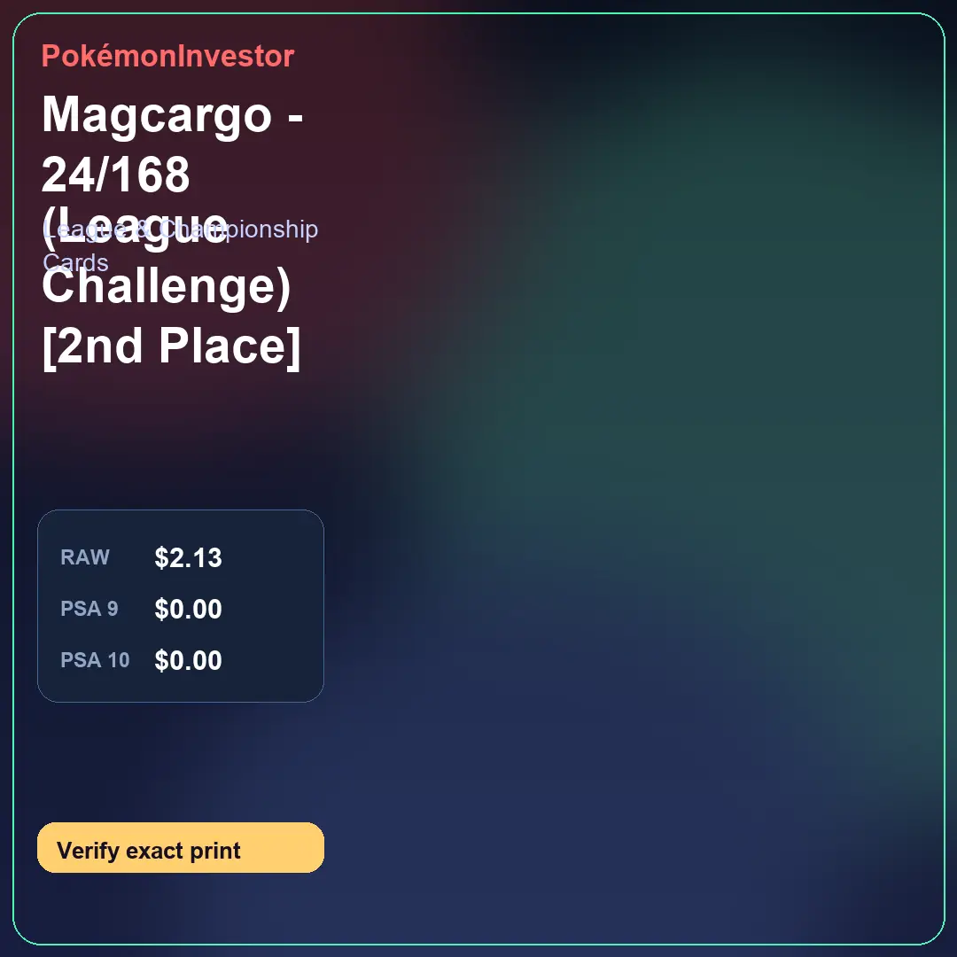 Card research image for Magcargo - 24/168 (League Challenge) [2nd Place]
