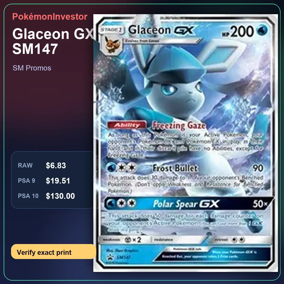 Card research image for Glaceon GX - SM147