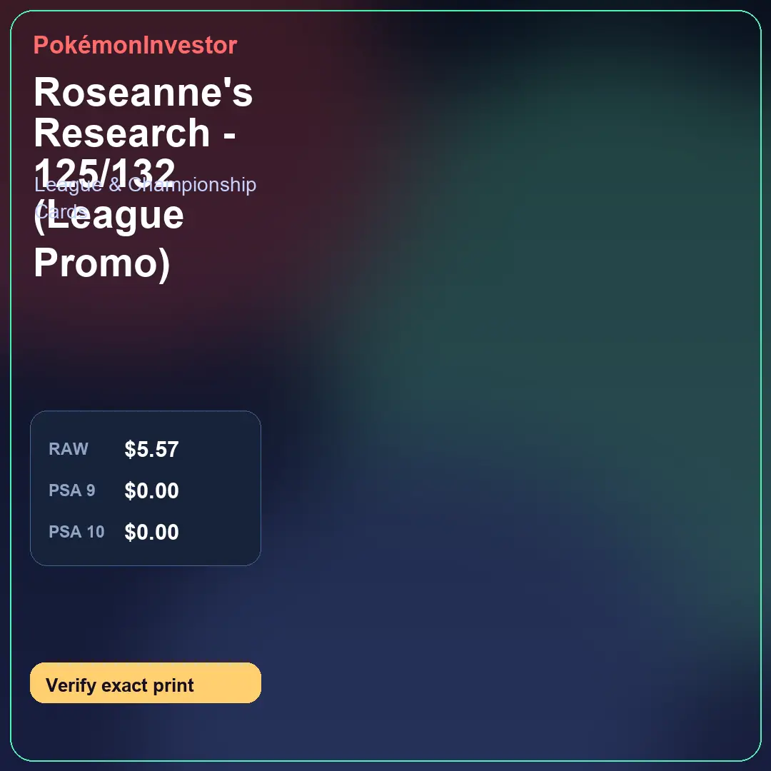 Card research image for Roseanne's Research - 125/132 (League Promo)