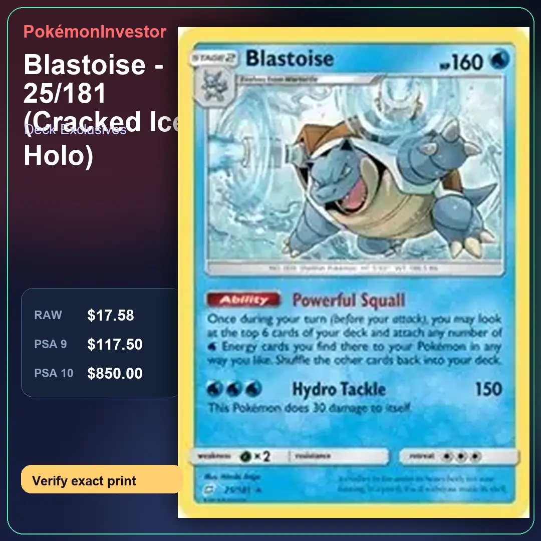 Card research image for Blastoise - 25/181 (Cracked Ice Holo)