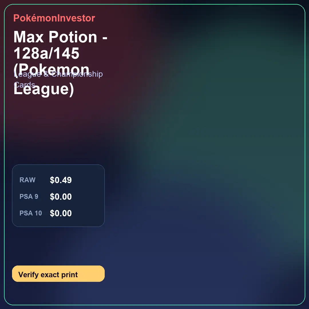 Card research image for Max Potion - 128a/145 (Pokemon League)