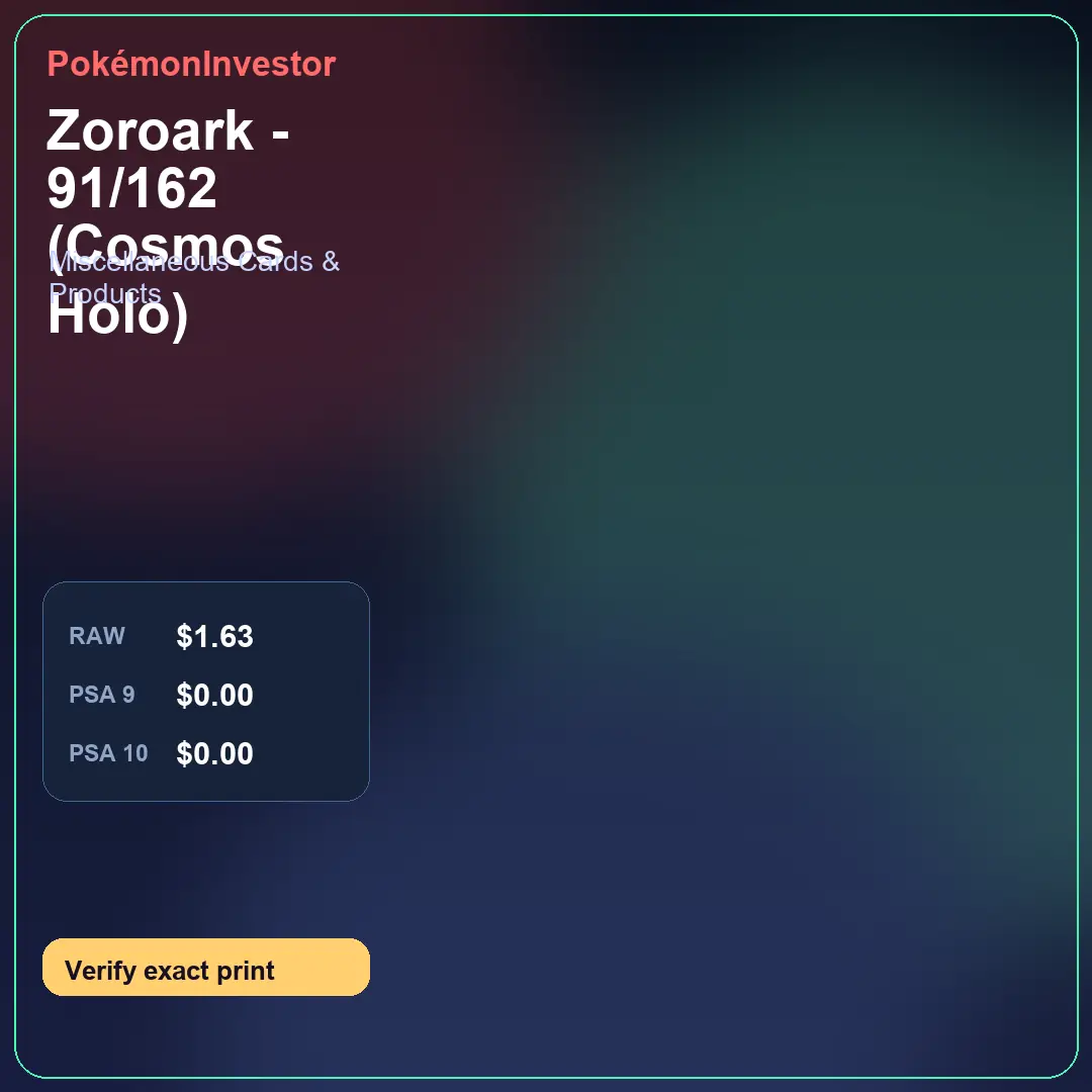 Card research image for Zoroark - 91/162 (Cosmos Holo)