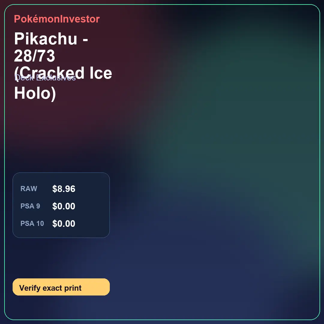 Card research image for Pikachu - 28/73 (Cracked Ice Holo)