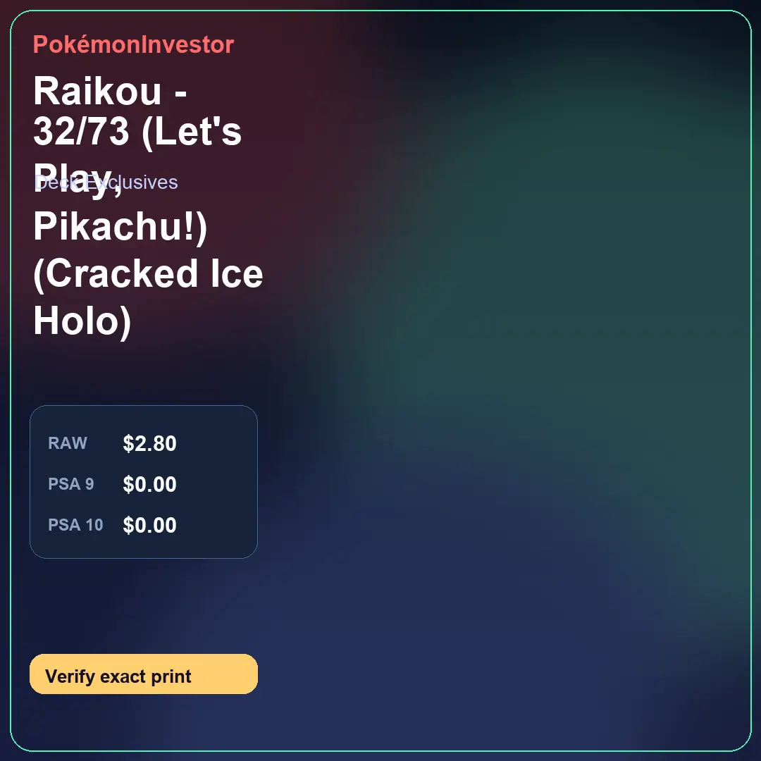 Card research image for Raikou - 32/73 (Let's Play, Pikachu!) (Cracked Ice Holo)