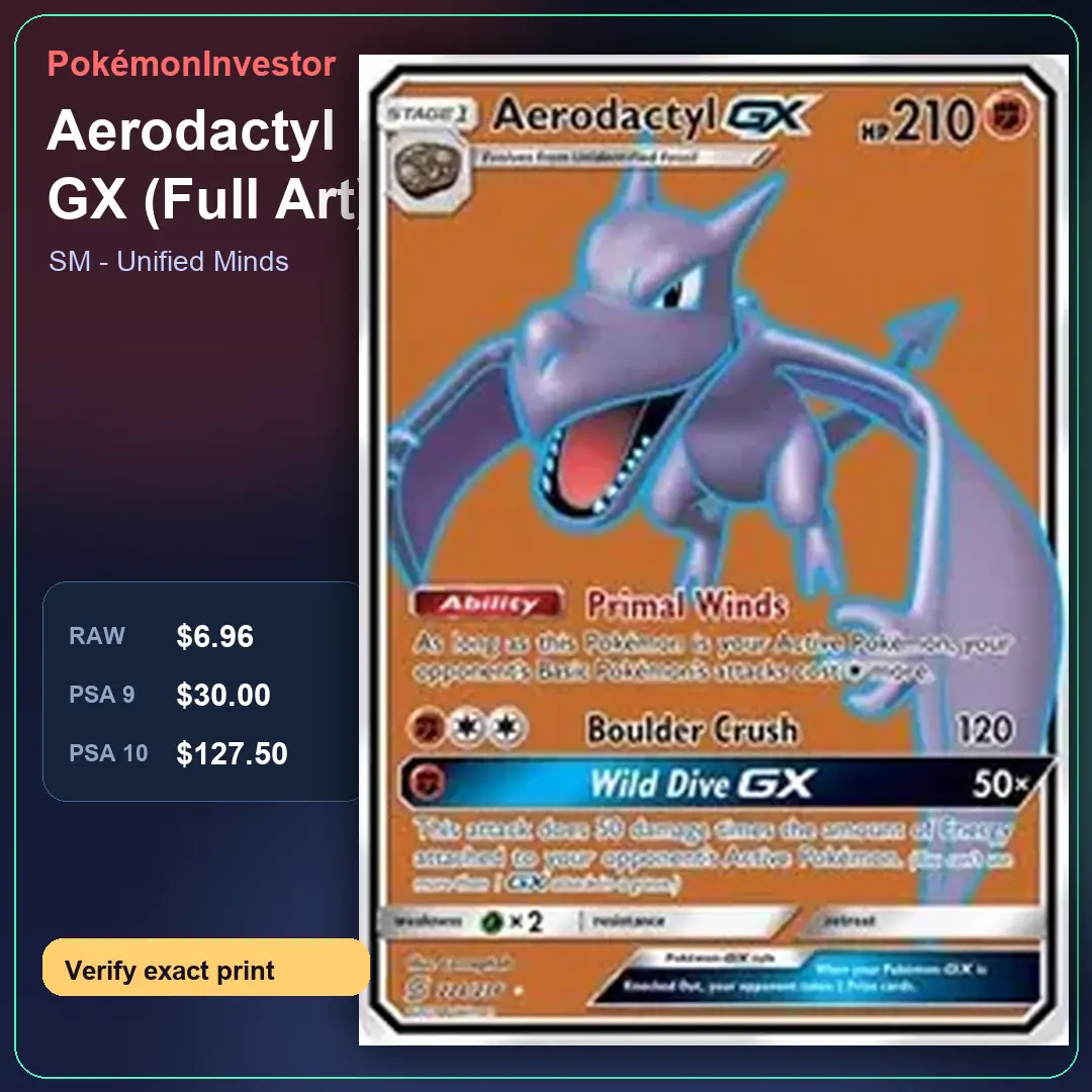 Card research image for Aerodactyl GX (Full Art)