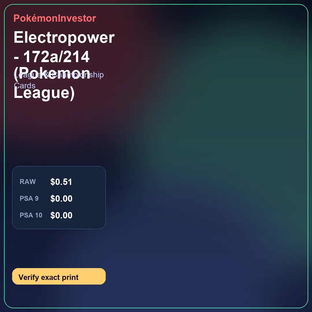 Card research image for Electropower - 172a/214 (Pokemon League)
