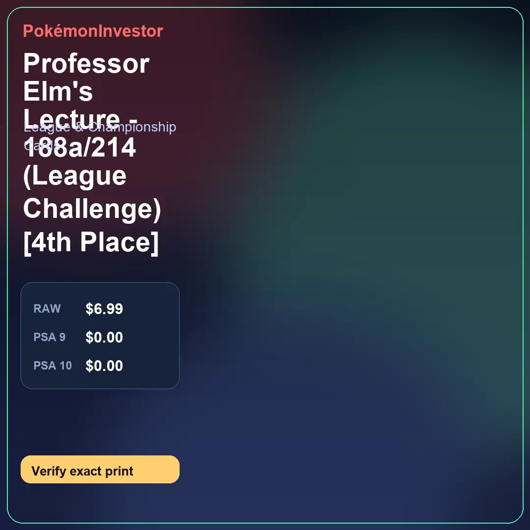 Card research image for Professor Elm's Lecture - 188a/214 (League Challenge) [4th Place]