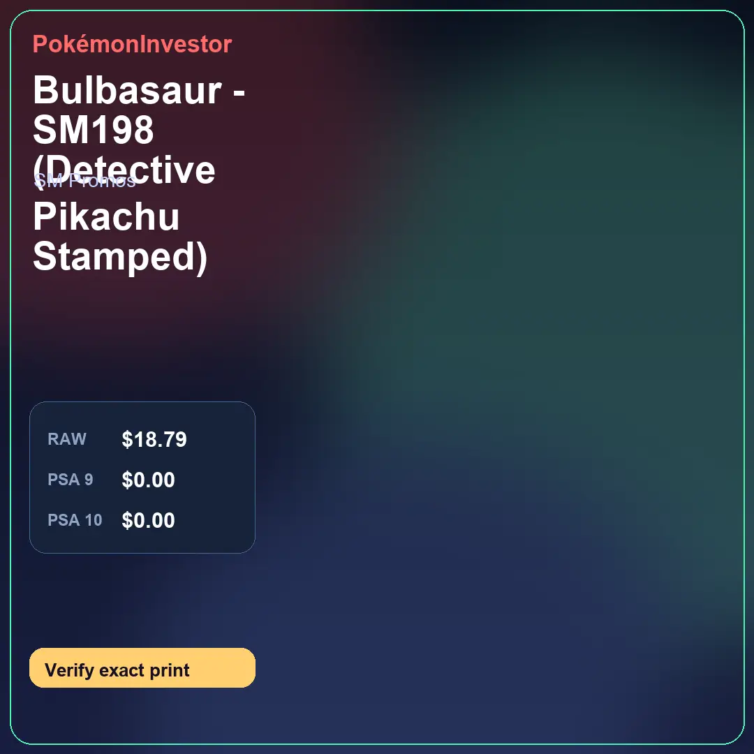 Card research image for Bulbasaur - SM198 (Detective Pikachu Stamped)