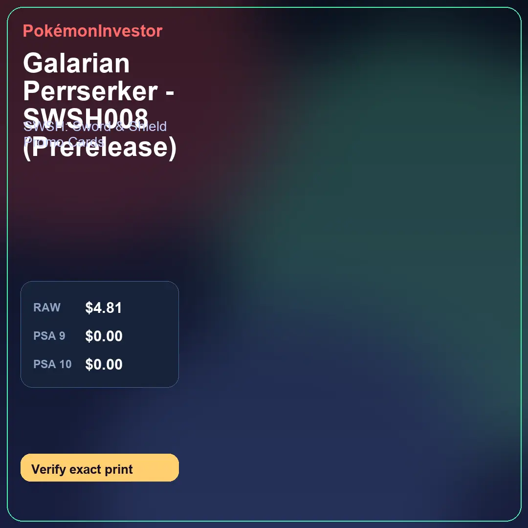 Card research image for Galarian Perrserker - SWSH008 (Prerelease)