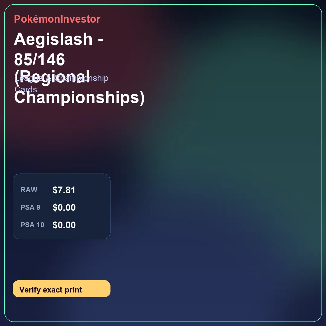 Card research image for Aegislash - 85/146 (Regional Championships)