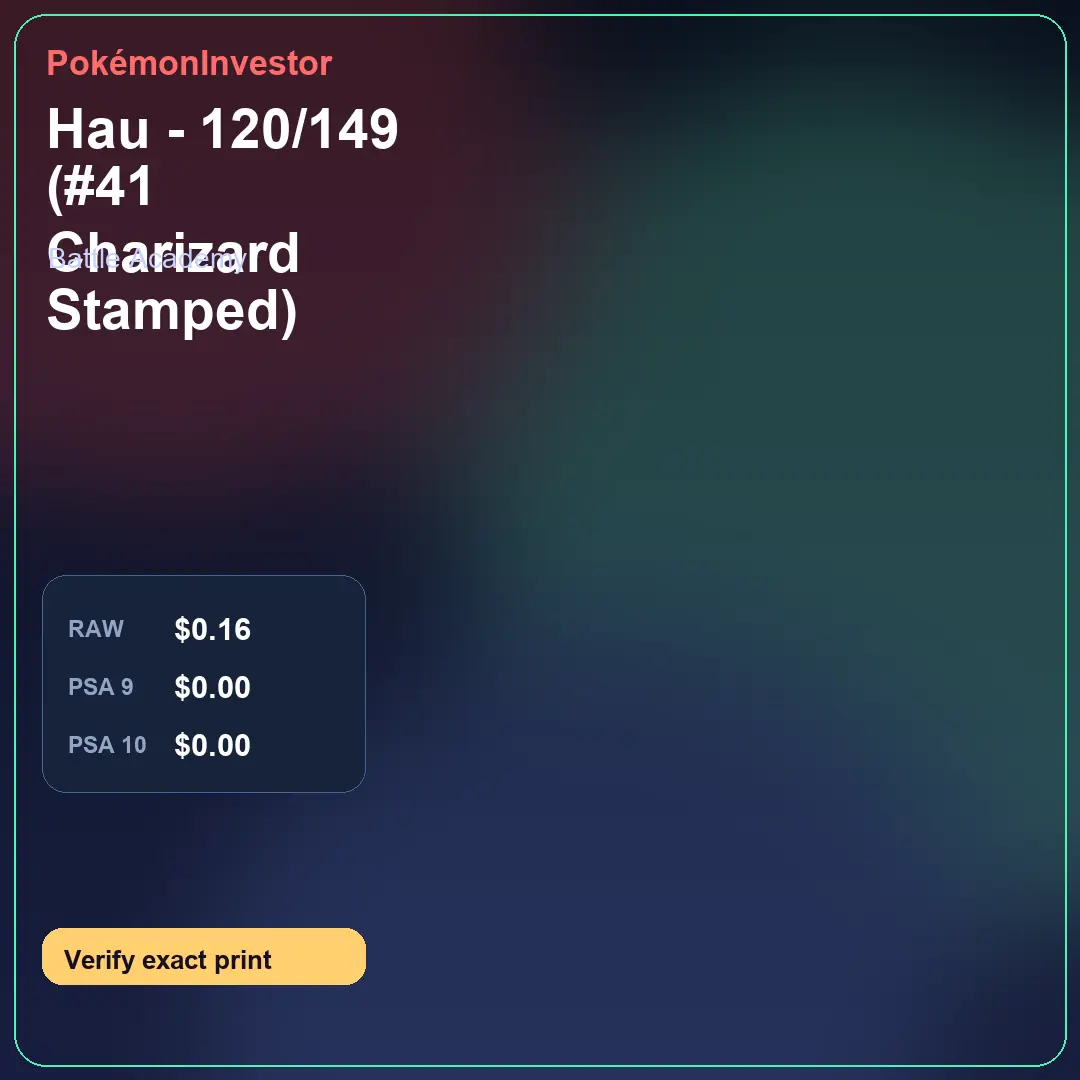 Card research image for Hau - 120/149 (#41 Charizard Stamped)