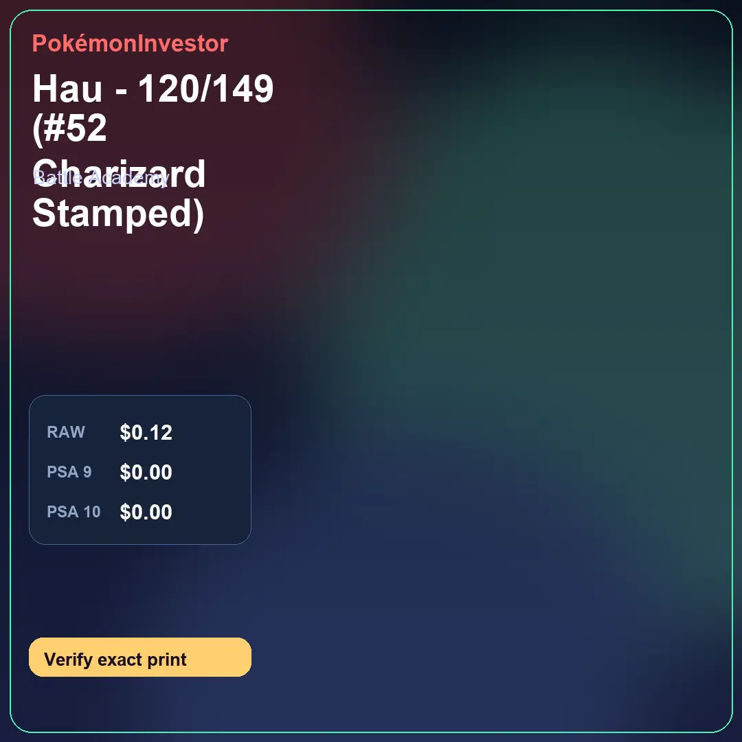 Card research image for Hau - 120/149 (#52 Charizard Stamped)