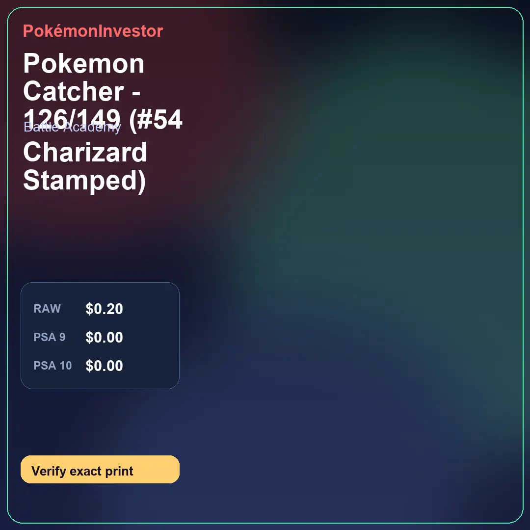 Card research image for Pokemon Catcher - 126/149 (#54 Charizard Stamped)