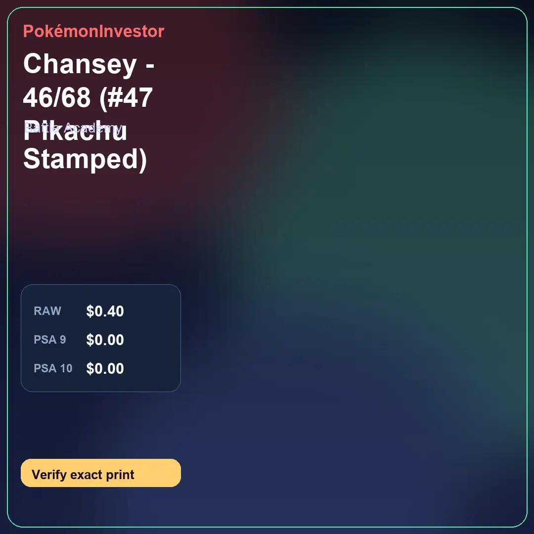 Card research image for Chansey - 46/68 (#47 Pikachu Stamped)