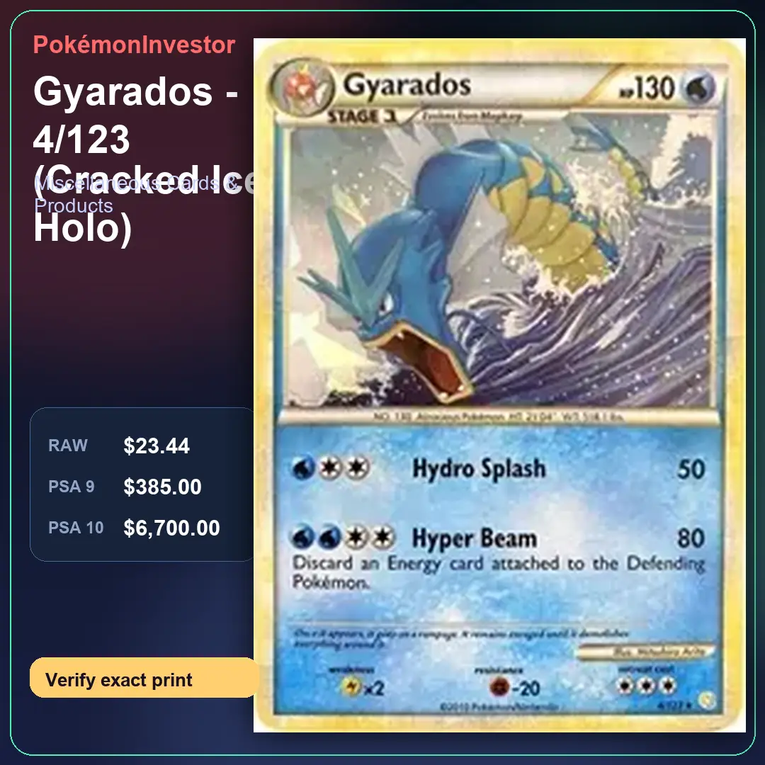 Card research image for Gyarados - 4/123 (Cracked Ice Holo)