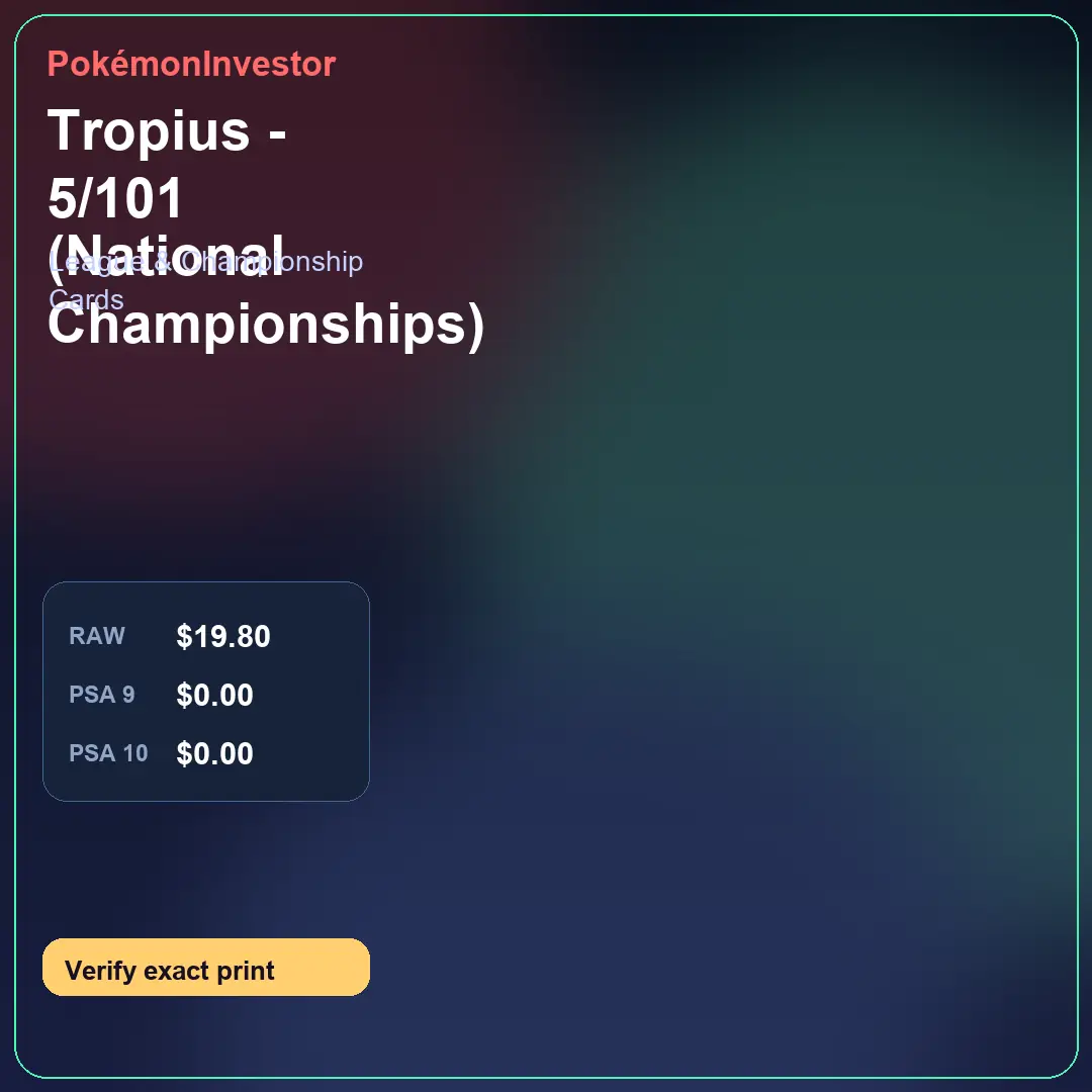 Card research image for Tropius - 5/101 (National Championships)