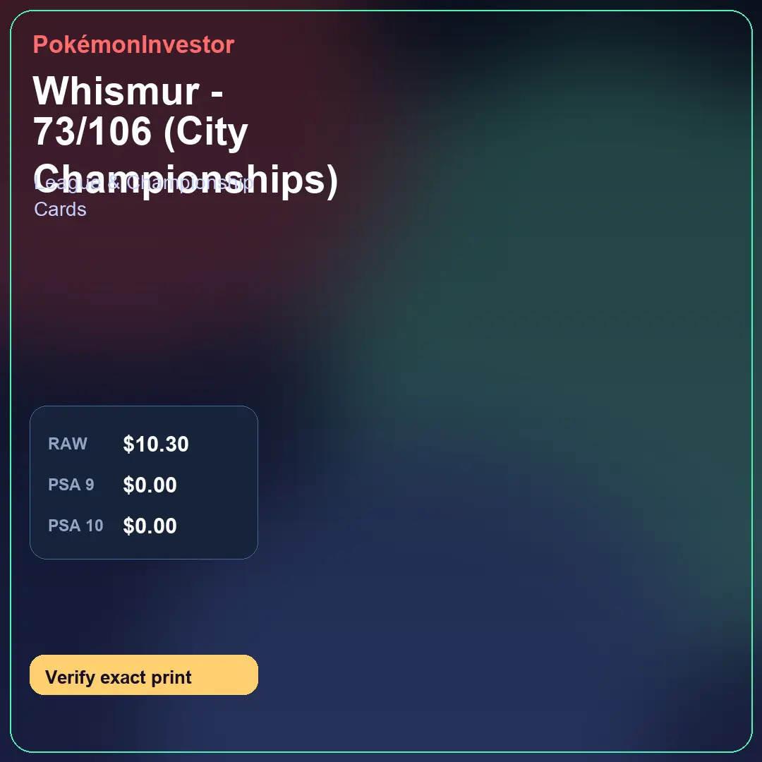 Card research image for Whismur - 73/106 (City Championships)