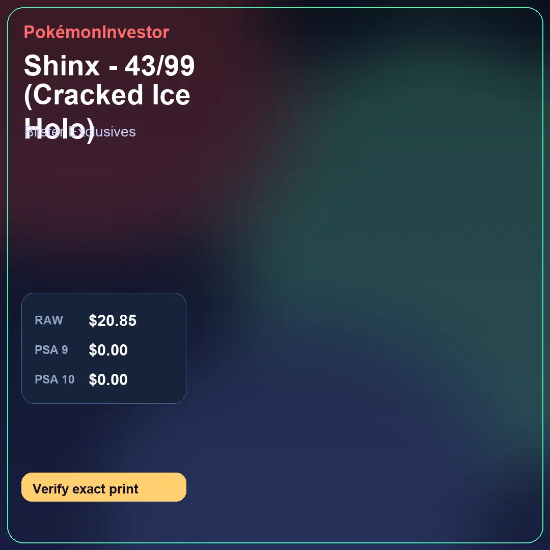 Card research image for Shinx - 43/99 (Cracked Ice Holo)