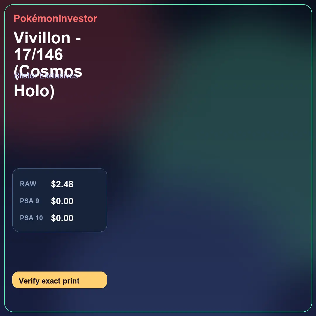 Card research image for Vivillon - 17/146 (Cosmos Holo)