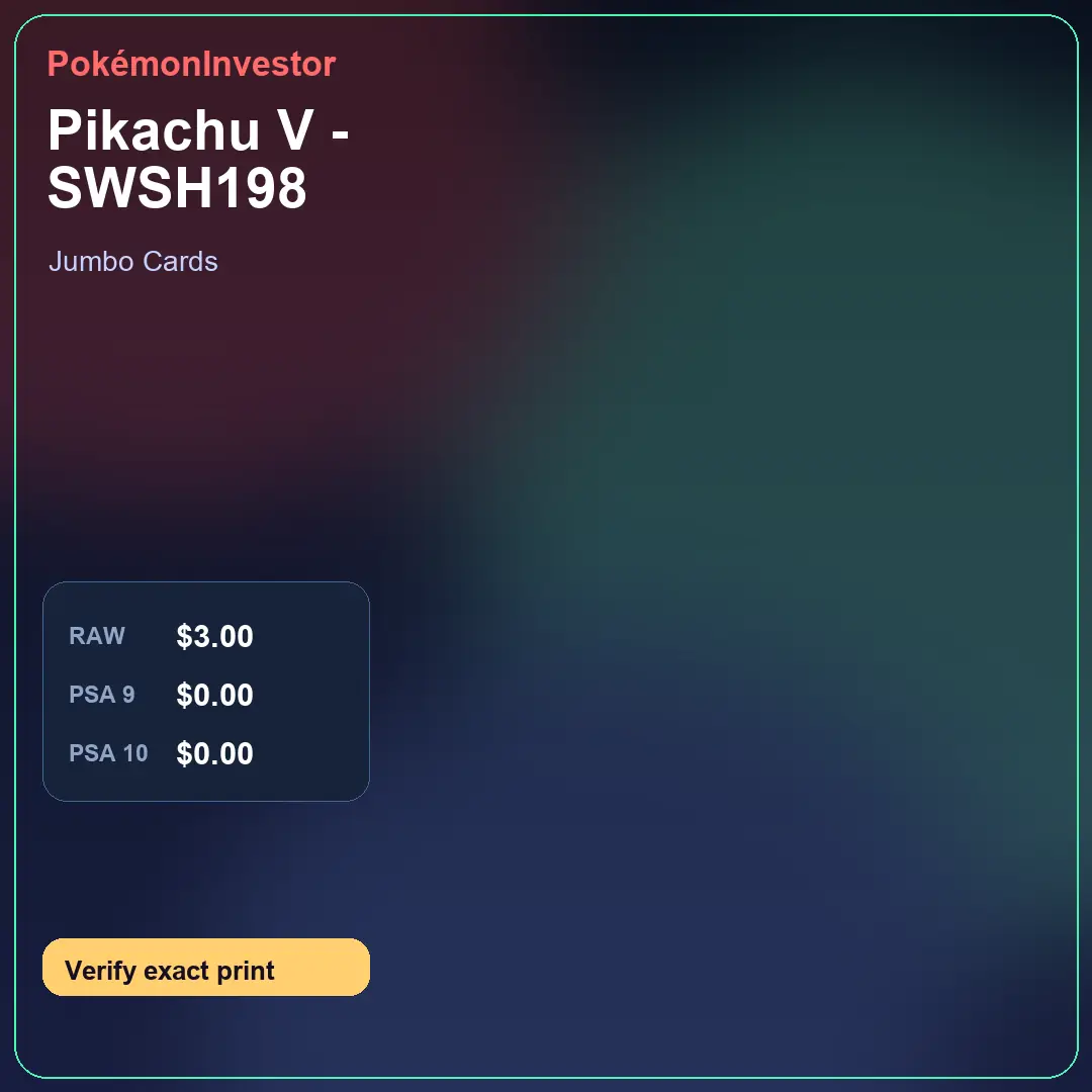 Card research image for Pikachu V - SWSH198