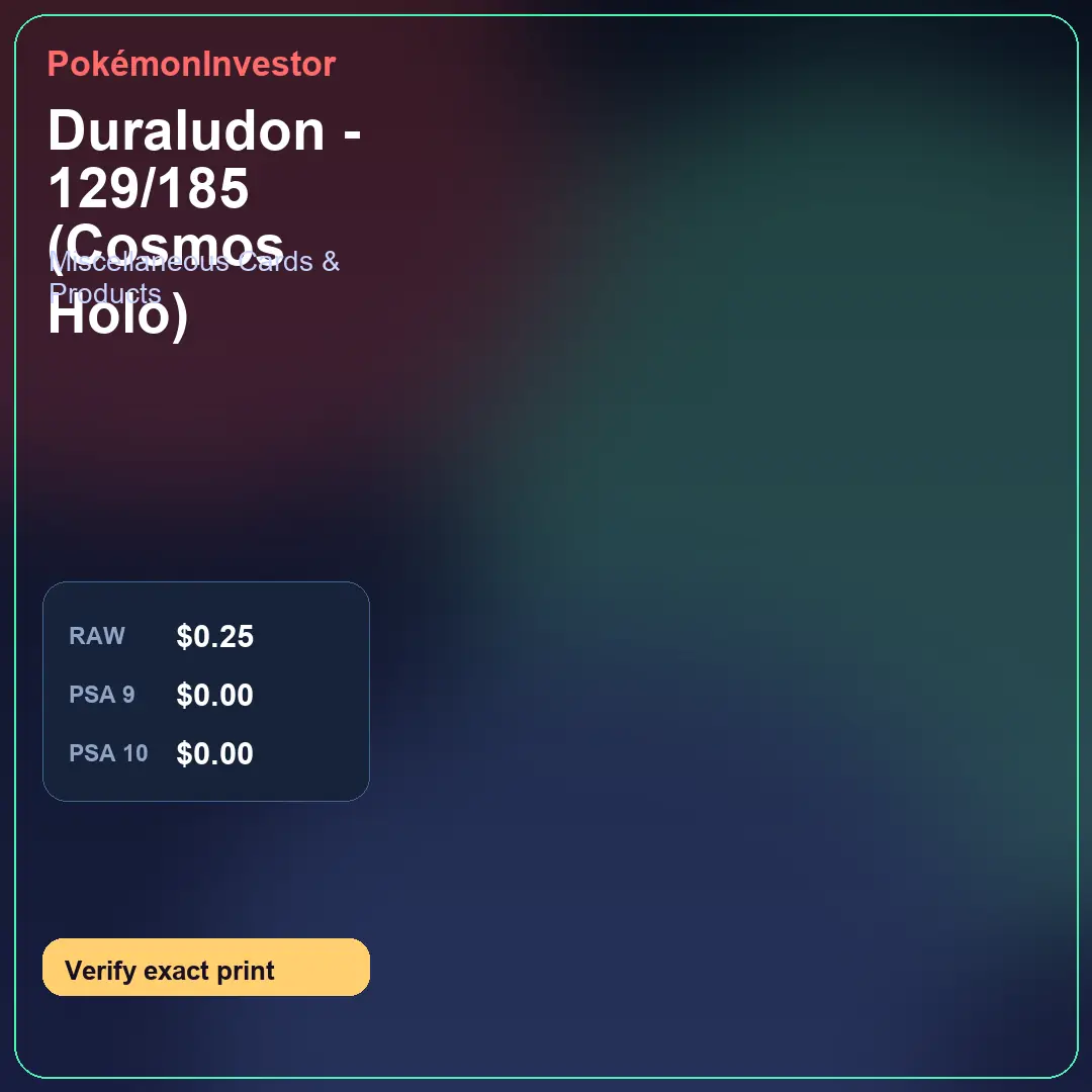 Card research image for Duraludon - 129/185 (Cosmos Holo)