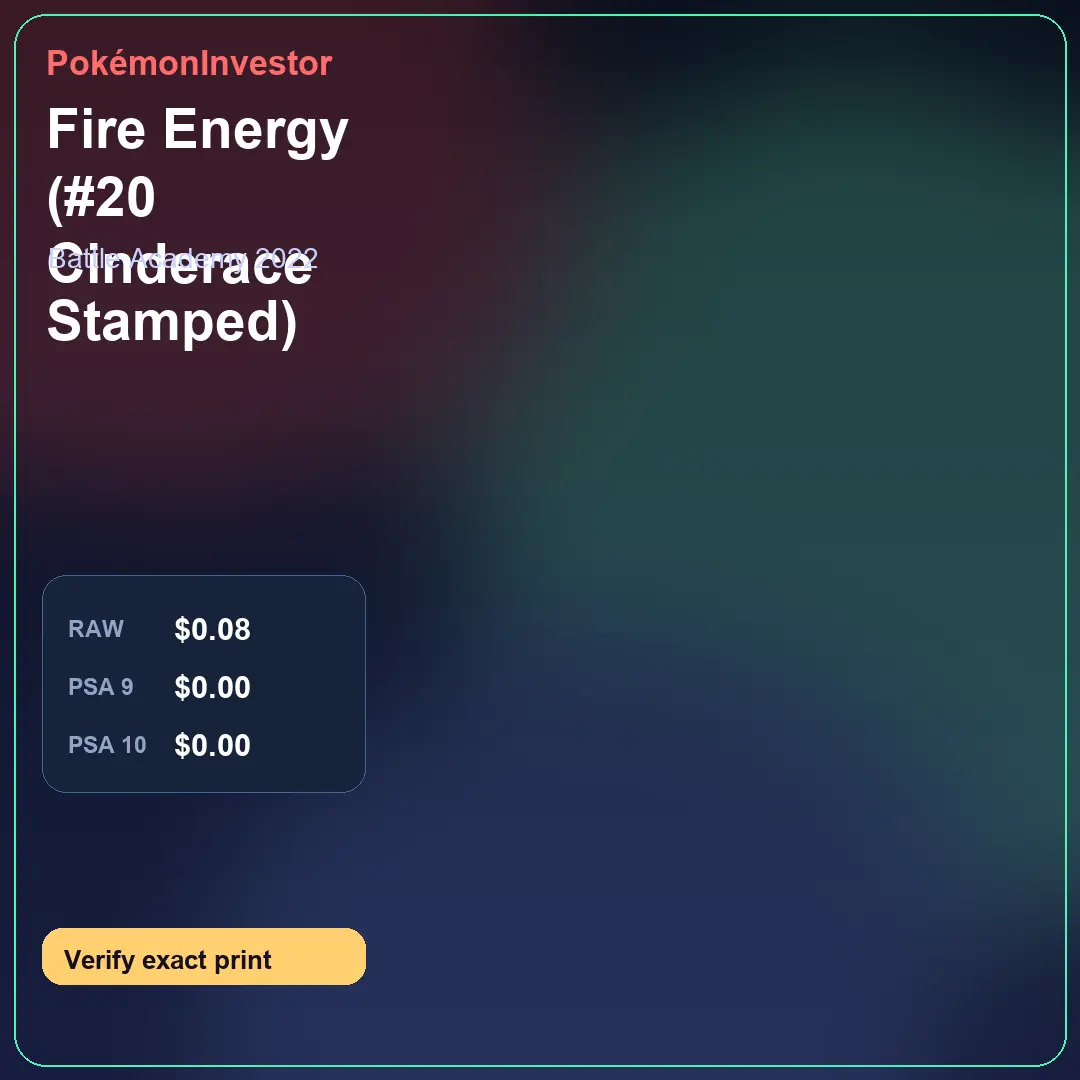 Card research image for Fire Energy (#20 Cinderace Stamped)