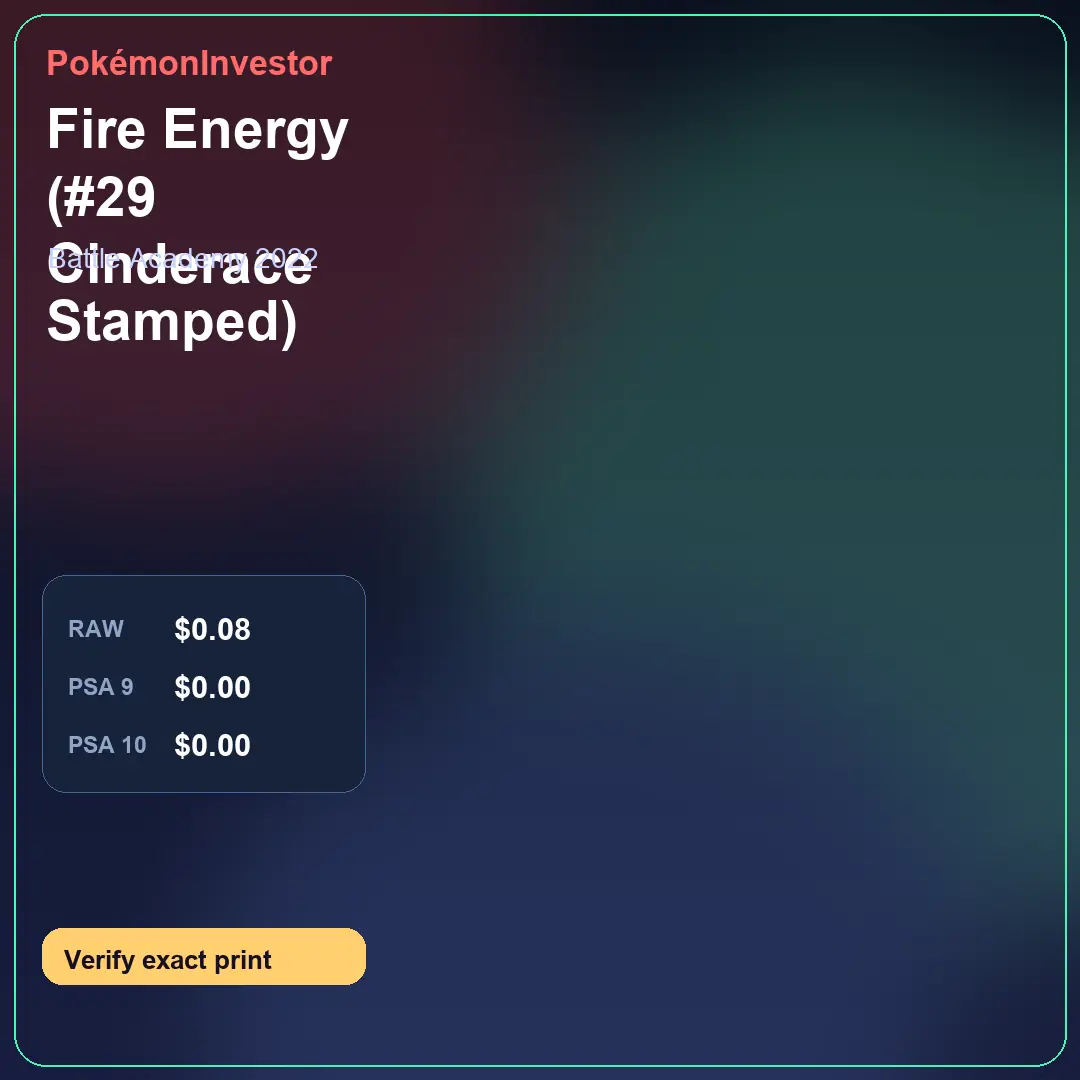 Card research image for Fire Energy (#29 Cinderace Stamped)