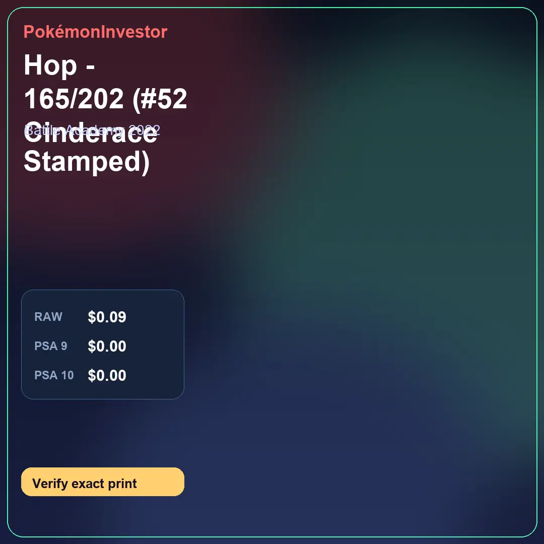 Card research image for Hop - 165/202 (#52 Cinderace Stamped)