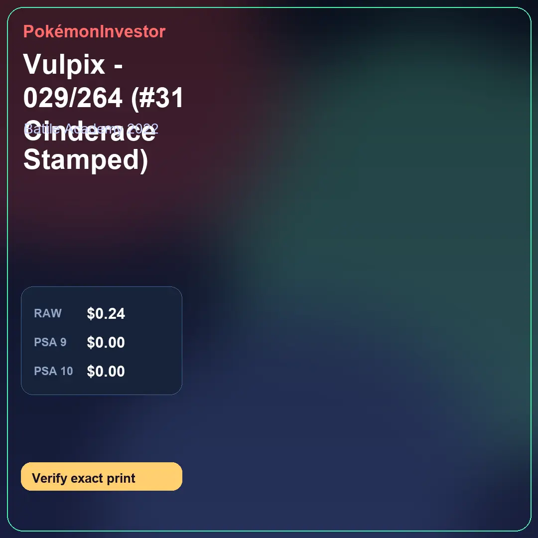 Card research image for Vulpix - 029/264 (#31 Cinderace Stamped)
