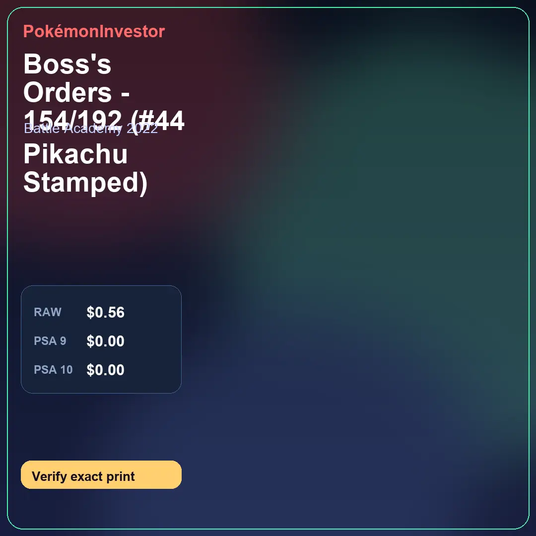 Card research image for Boss's Orders - 154/192 (#44 Pikachu Stamped)