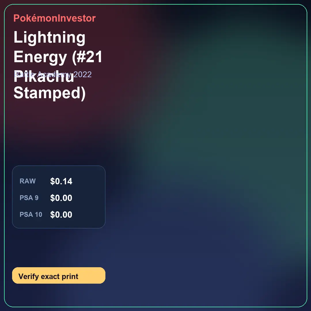 Card research image for Lightning Energy (#21 Pikachu Stamped)