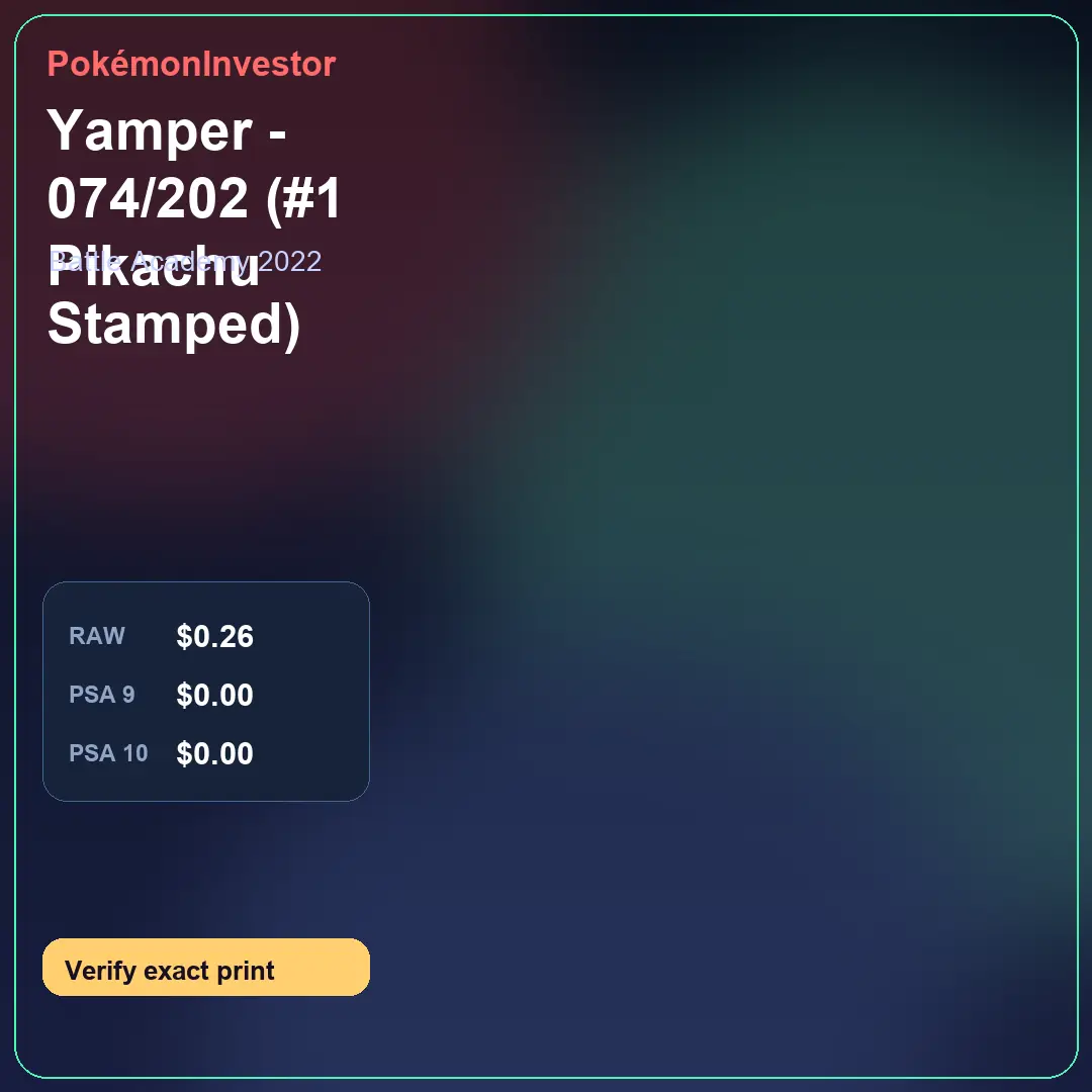 Card research image for Yamper - 074/202 (#1 Pikachu Stamped)