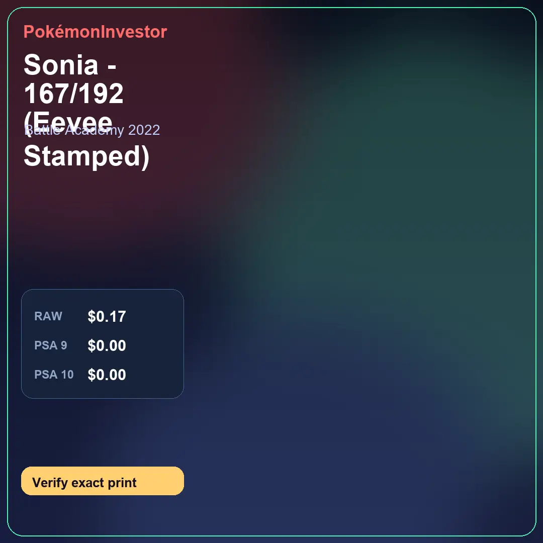 Card research image for Sonia - 167/192 (Eevee Stamped)