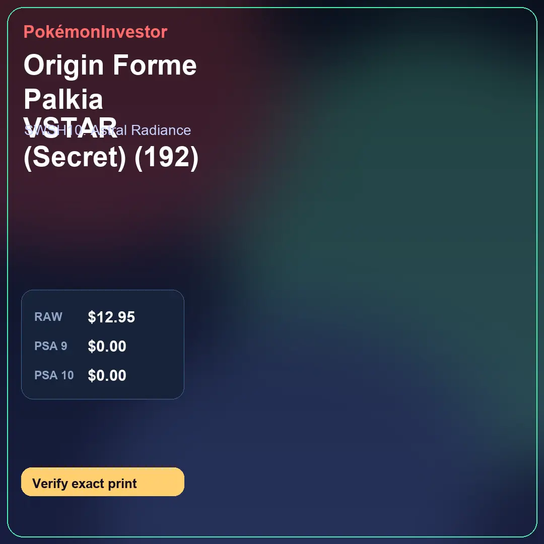 Card research image for Origin Forme Palkia VSTAR (Secret) (192)