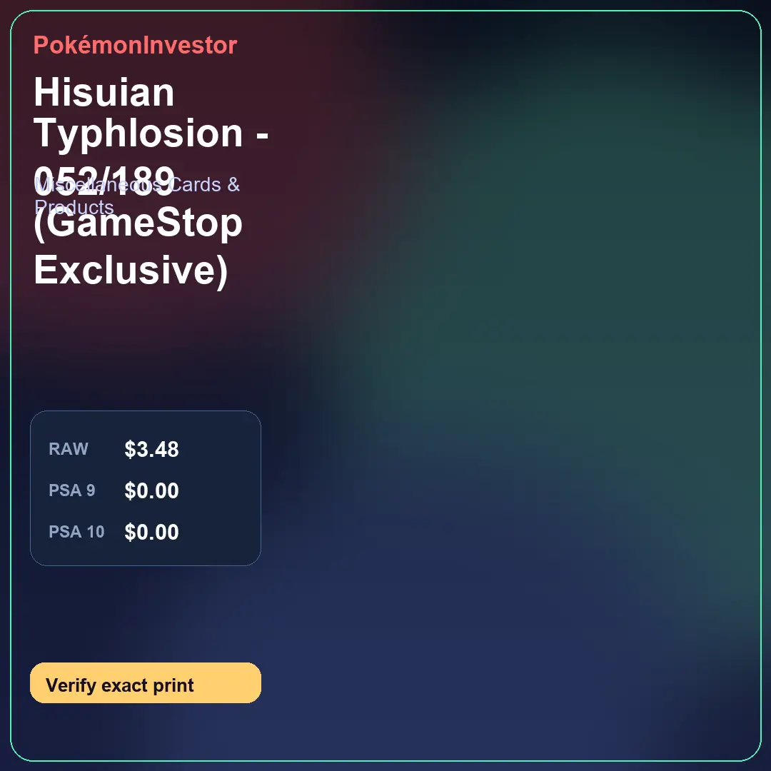 Card research image for Hisuian Typhlosion - 052/189 (GameStop Exclusive)