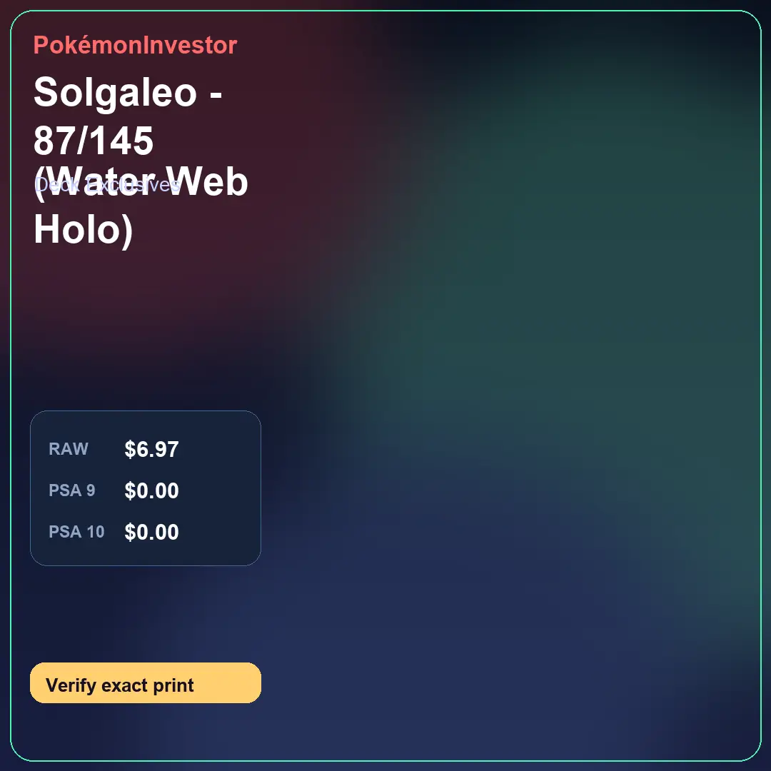 Card research image for Solgaleo - 87/145 (Water Web Holo)