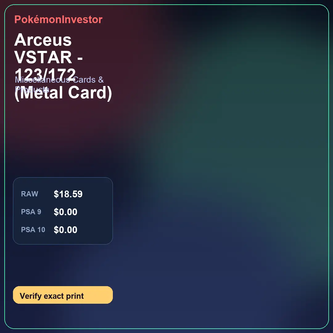 Card research image for Arceus VSTAR - 123/172 (Metal Card)