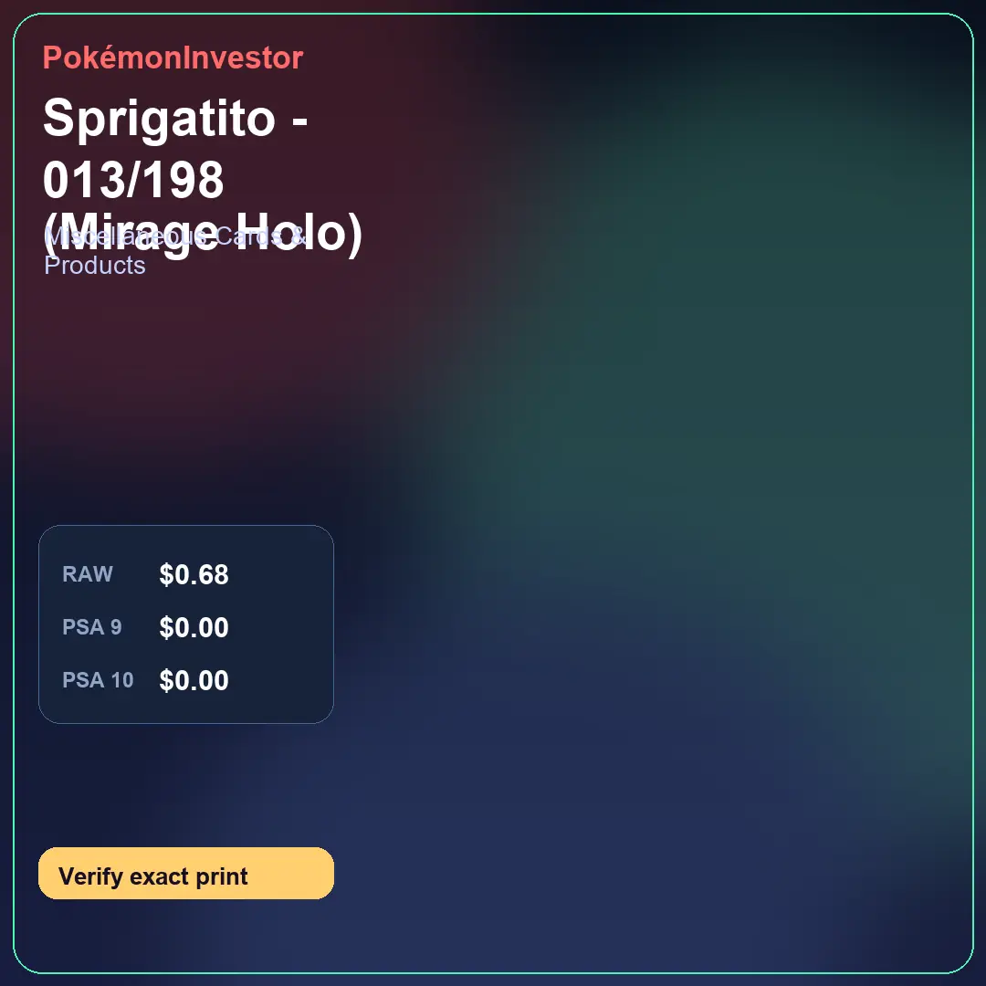 Card research image for Sprigatito - 013/198 (Mirage Holo)