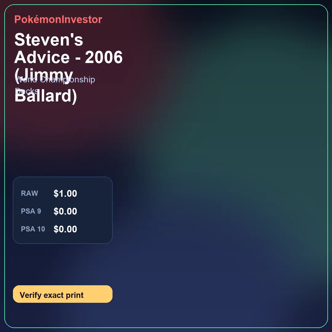Card research image for Steven's Advice - 2006 (Jimmy Ballard)